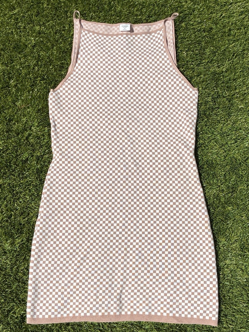 Abercrombie & Fitch Pink and White Checker Halter Mini Dress
